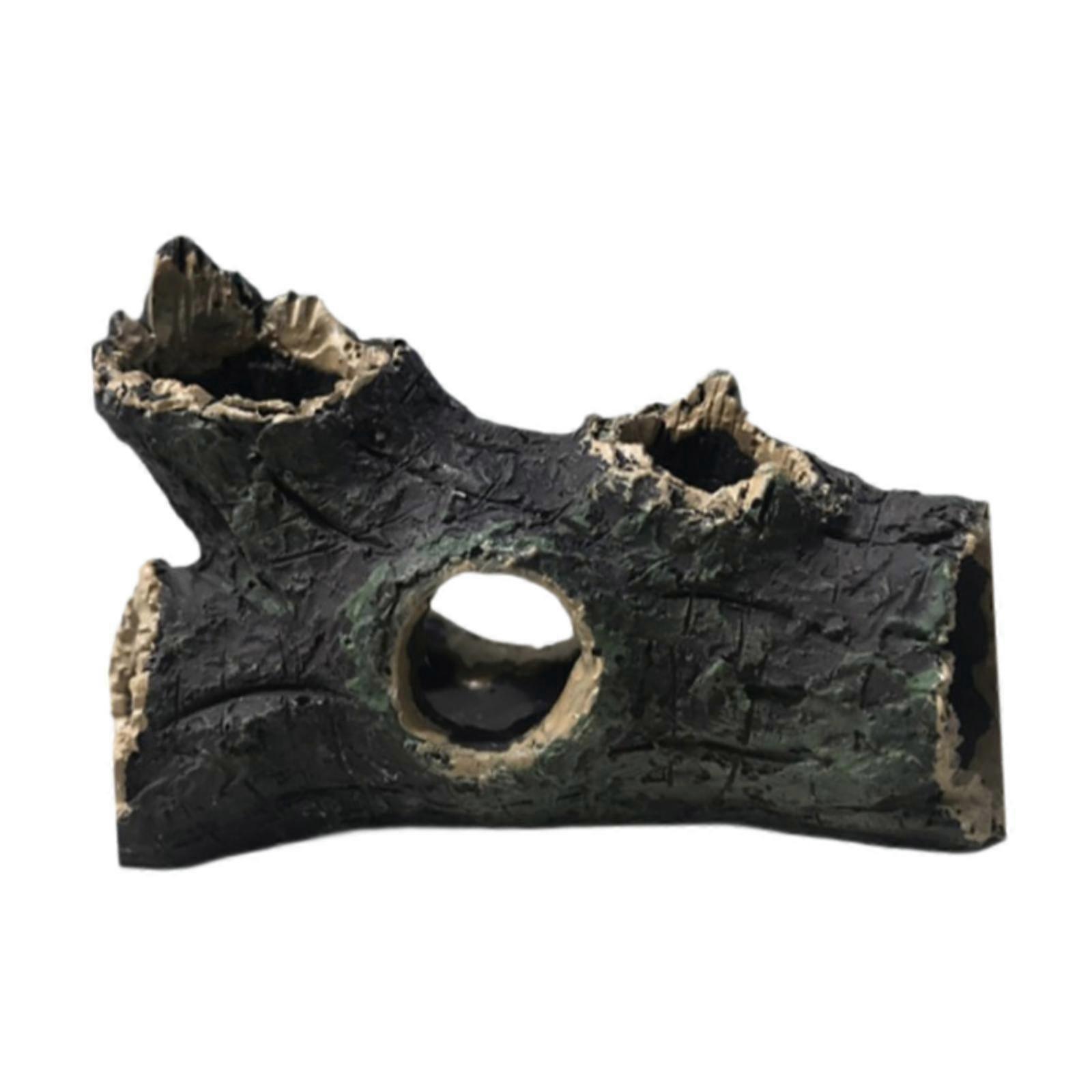 Reptile Hideout Landscape Decoration Resin Hollow Log for Fish Betta Turtles Lying
