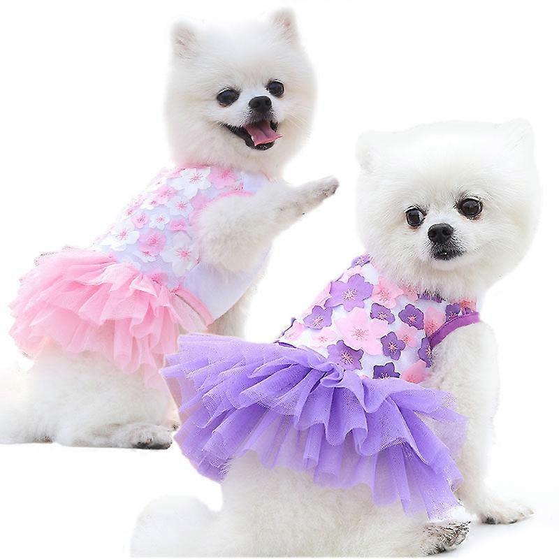 Kisállat ruhák szoknya tavaszi / nyári Teddy Bichon őszibarackvirág szoknya pamut