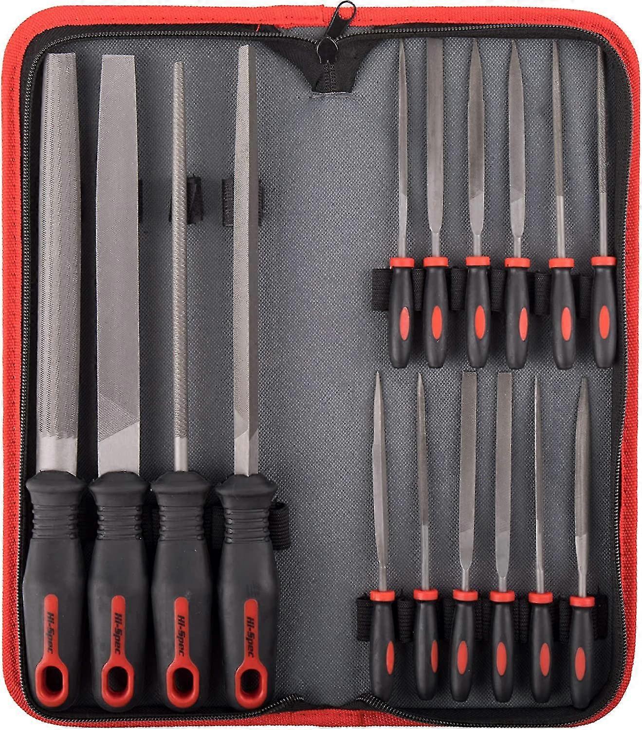 Kit di file Hi-spec di Natale, file in acciaio al carbonio 16pc, file da 200 mm, mezzo round, round, file triangolare, file ago 8pc per legno, metallo, scheggiature e cera