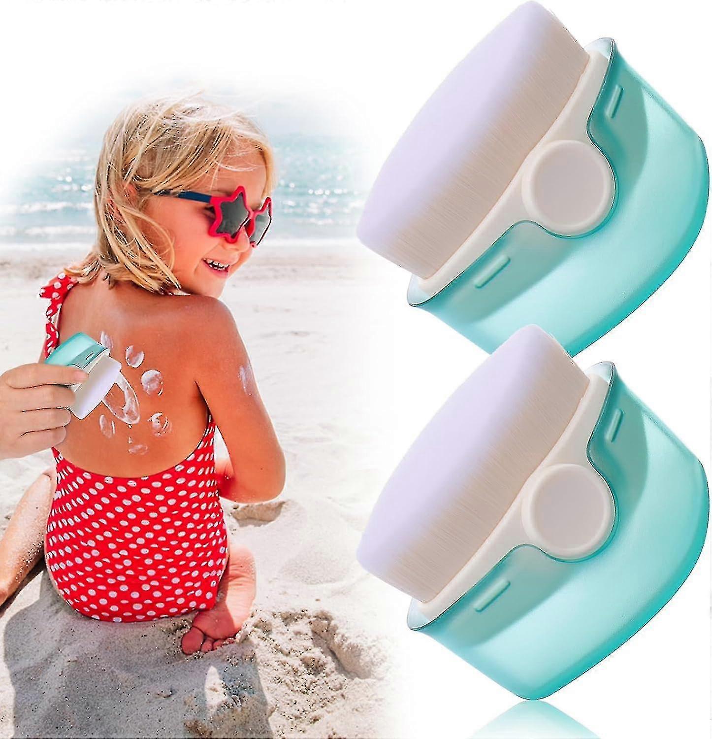 Children's Sunscreen Applicator, 2Pcs Sunscreen Buddy Brush Set with Protective Cap, Sunscreen Lotion Applicator Sunscreen Brush
