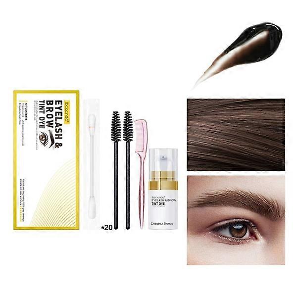 Lash & Brow Color Kit, Professional Semi-Permanent 2-IN-1 Eyelash & Brow Color Kit Long Lasting for Salon and Home Use Brown szq