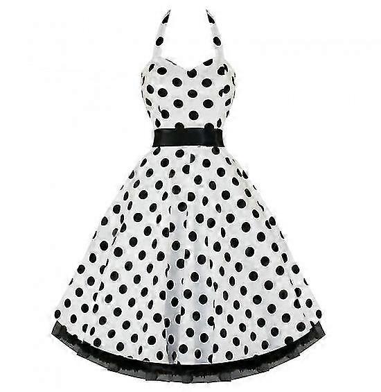 50s سيدة طباعة الأزهار دائرة كاملة pinup خمر نمط سوينغ Rockabilly اللباس أسود أبيض المرأة الرسن الرقبة اللباس - جيد