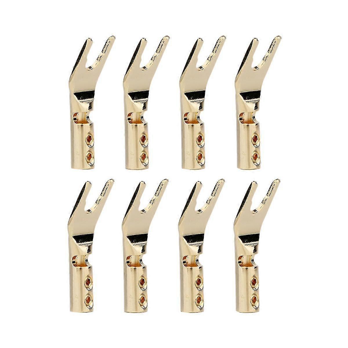 8 τεμάχια HIFI Banana Y Spade Y επιχρυσωμένο καθαρό χαλκό με βίδα, πιρούνι, ηχείο HiFi Spade, βύσματα σύνδεσης Plugs-Co