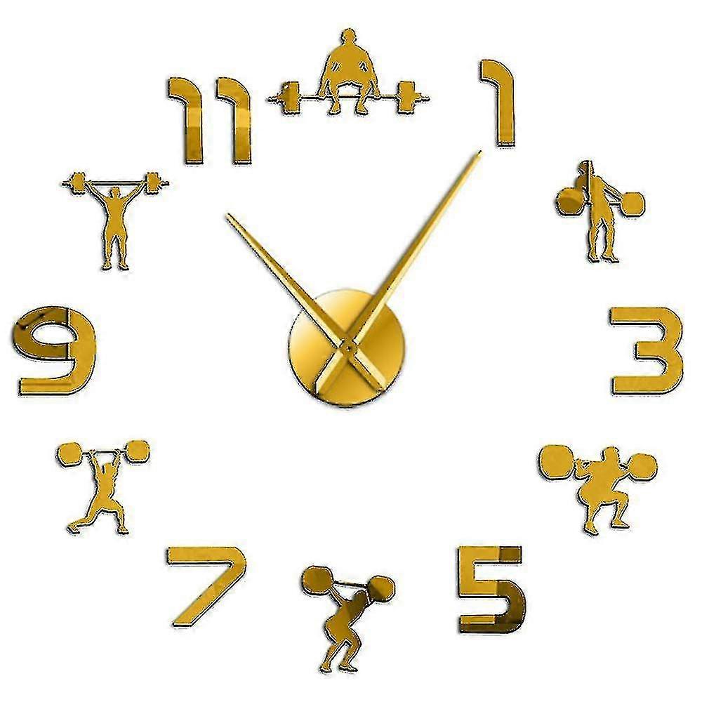 Frameless Wall Clock Weightlifting Fitnes Room Wall Decor A