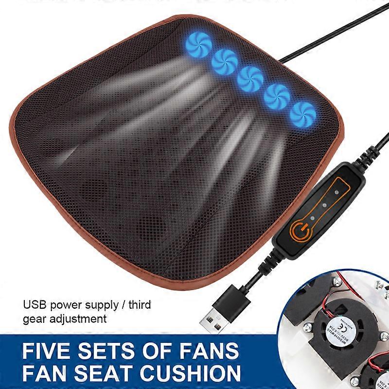 Summer Car Cooling Cushion With USB Fan Blowing Cool Summer Ventilation Cushion Seat 8 Fan 3 Gear Adjustable Auto Interior Parts