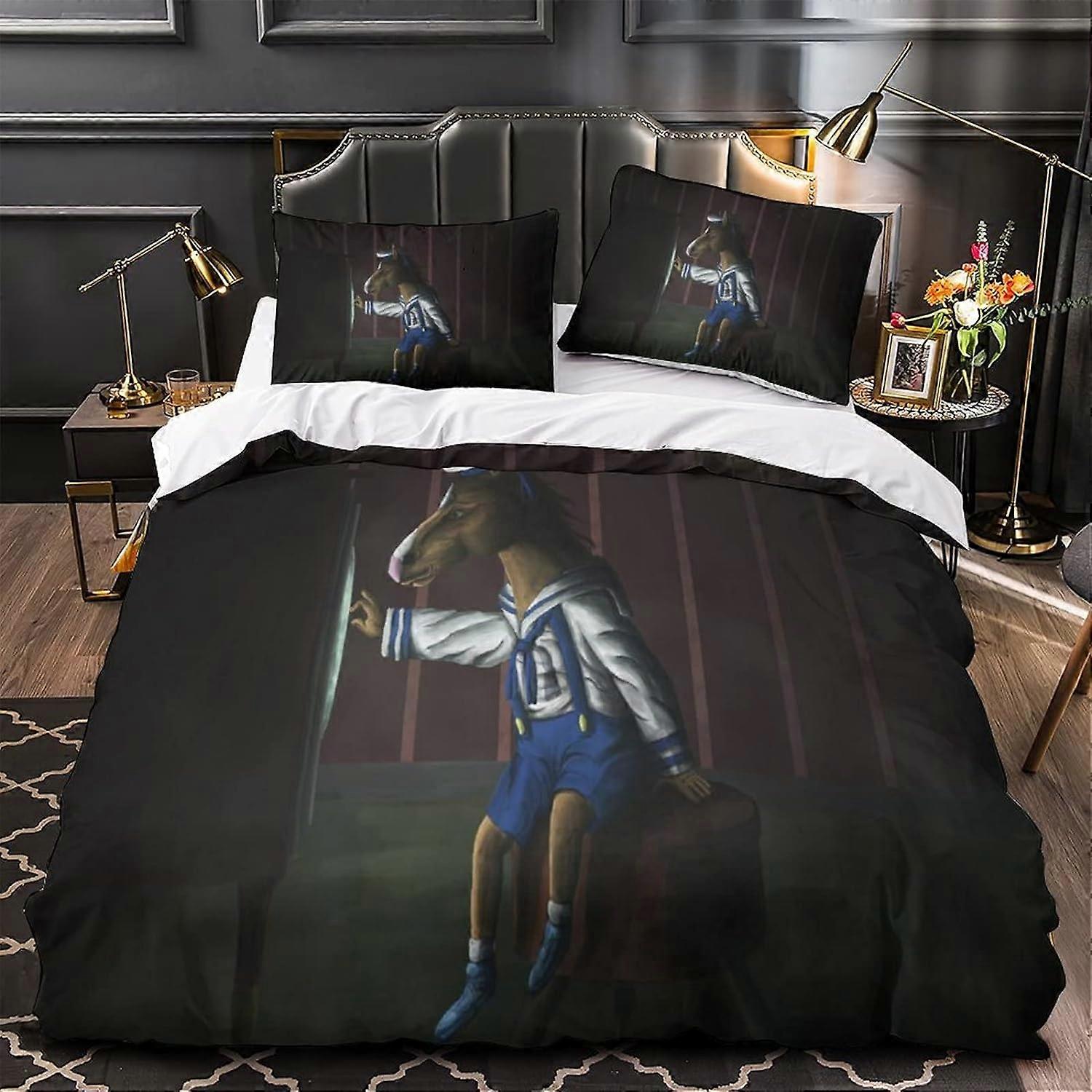 Zestaw poszewek na kołdrę Bojack Horseman, postać z kreskówki Humanoidalna poszwa na kołdrę z koniem Dekoracyjna poszewka na kołdrę Doublex 135 * 200 CM