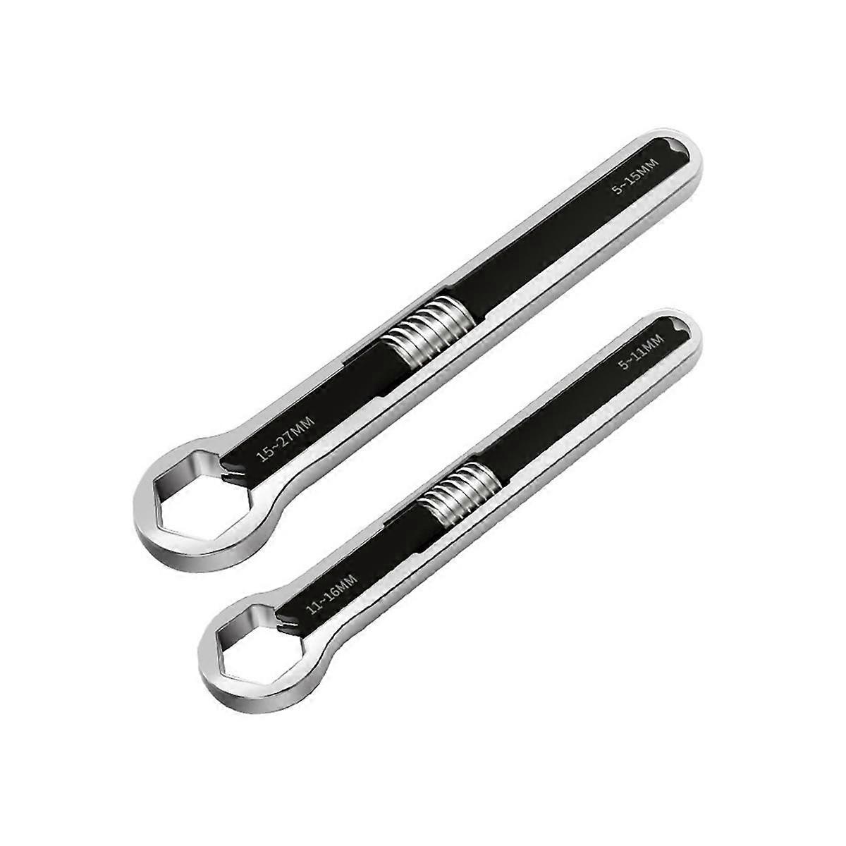 2Pcs Multifunctional Ring Wrench Set Adjustable /Small Double-Headed Wrench Universal Maintenance H