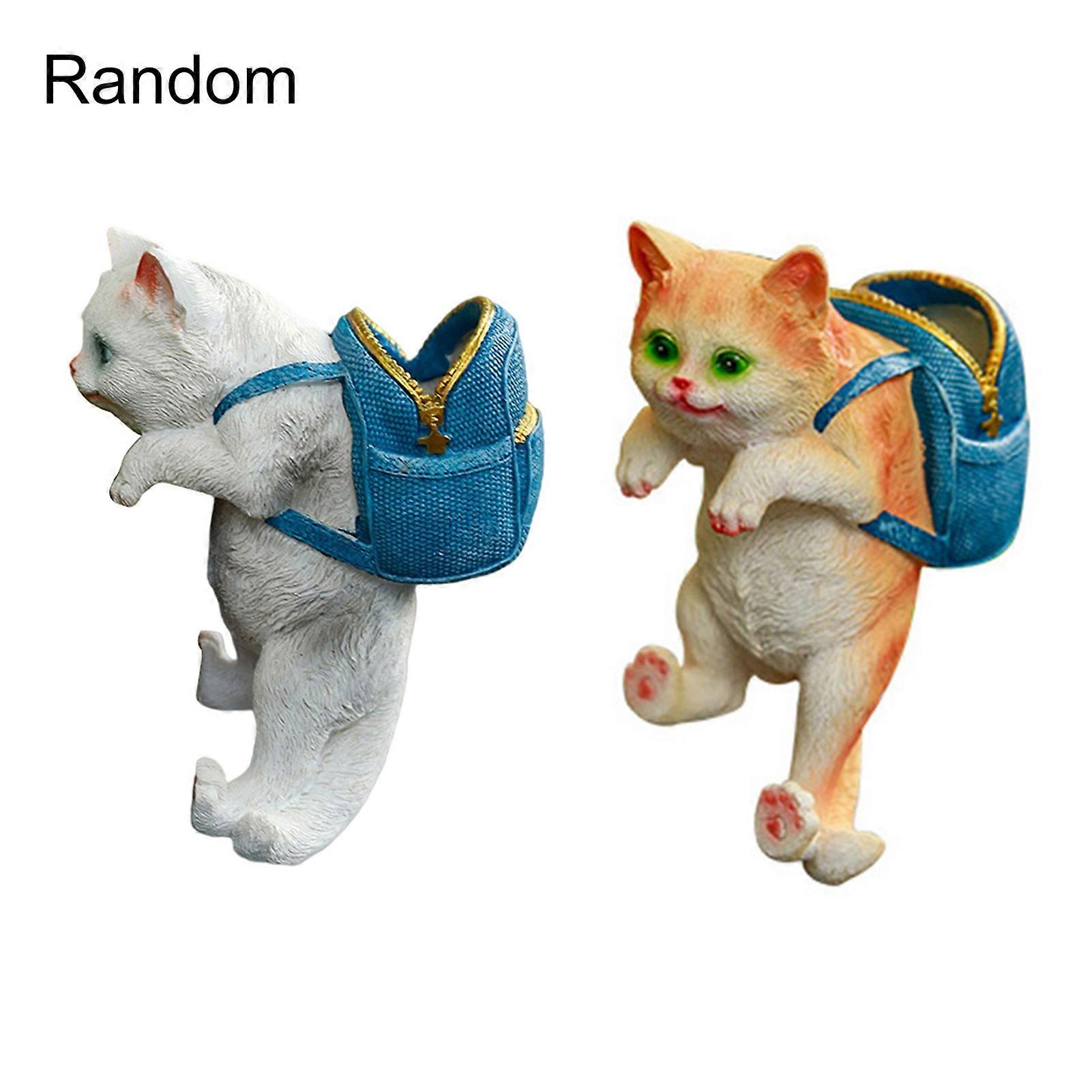 Weather-resistant Cat Statue Multifunctional Resin Micro Landscape Miniature Backpack Cat for Garden