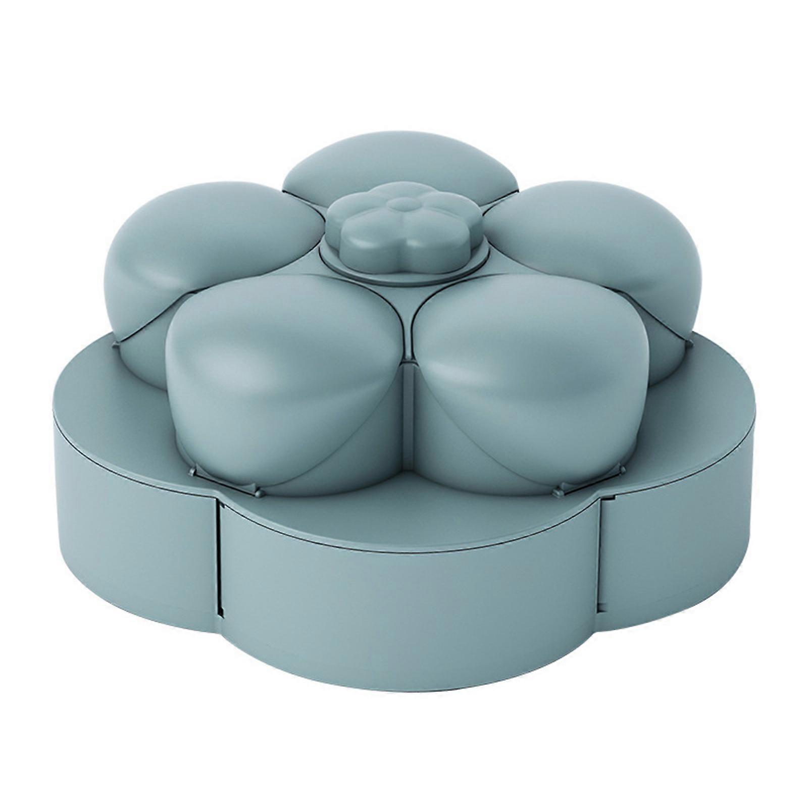 Petal-Shaped Rotating Dual Layer Snack Serving Tray Sectional Candy Nut Box Snack Tray with Phone