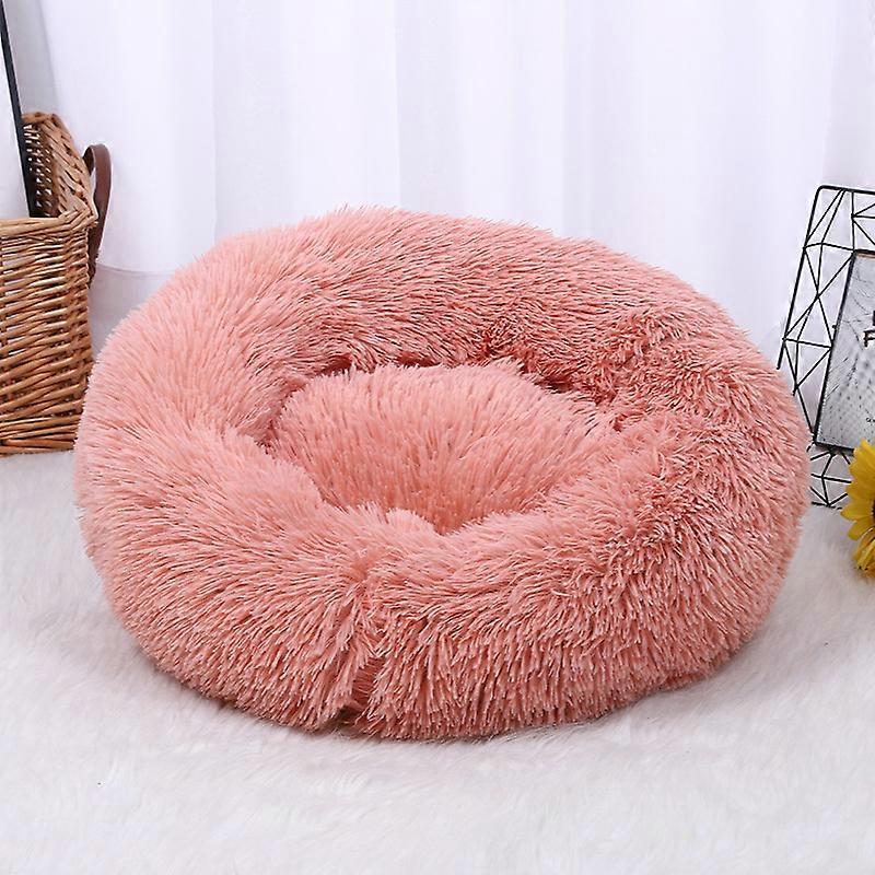 Pink 50cmPlush Donut Dog Bed, Calming Round Dog Cat Bed Soft and Fluffy Cuddler Pet Cushion Self-Warming Puppy Beds Machine Washable,2024 Ping