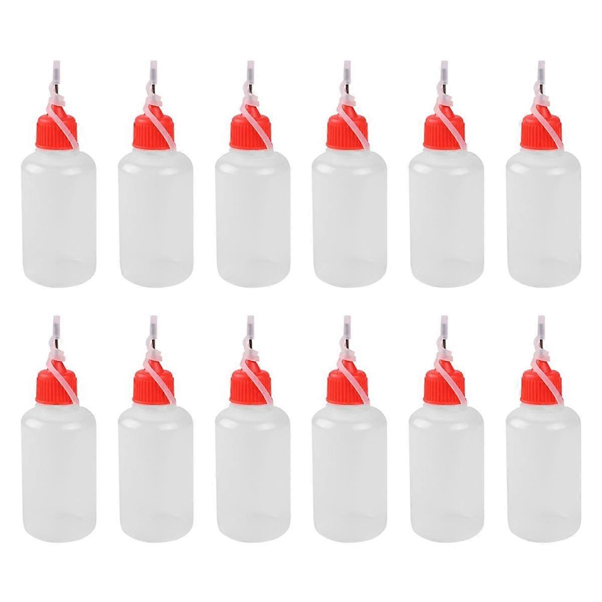 12 Pcs Needle Tip Glue Bottle 30 ML Plastic Dropper Bottles for Small Gluing Projects, Paper Quilli