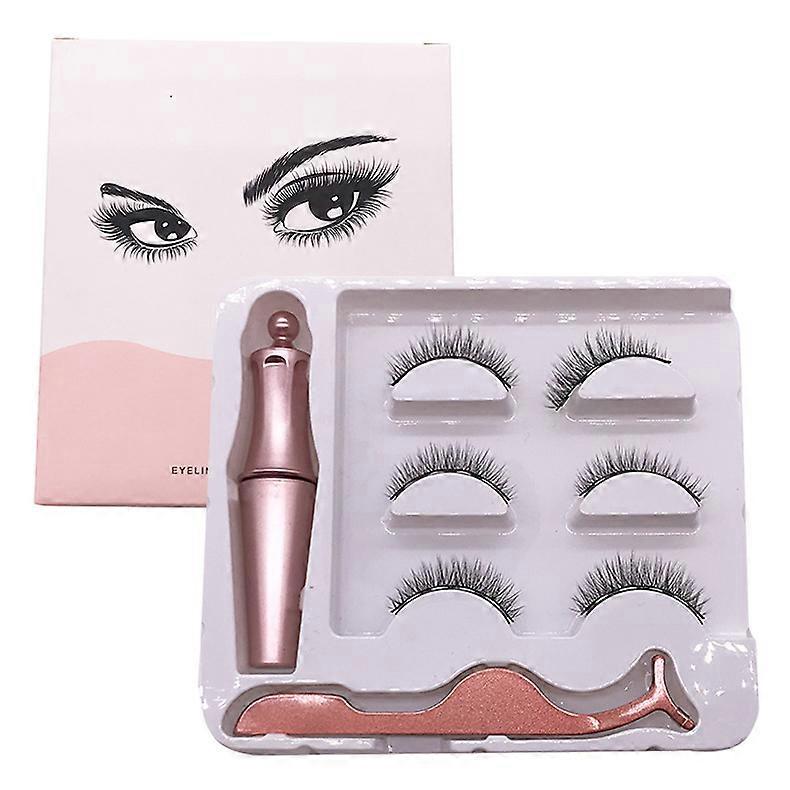 Waterproof Magnetic Eyeliner with Eyelashes and Tweezer 3 Pairs Set Long Lashes