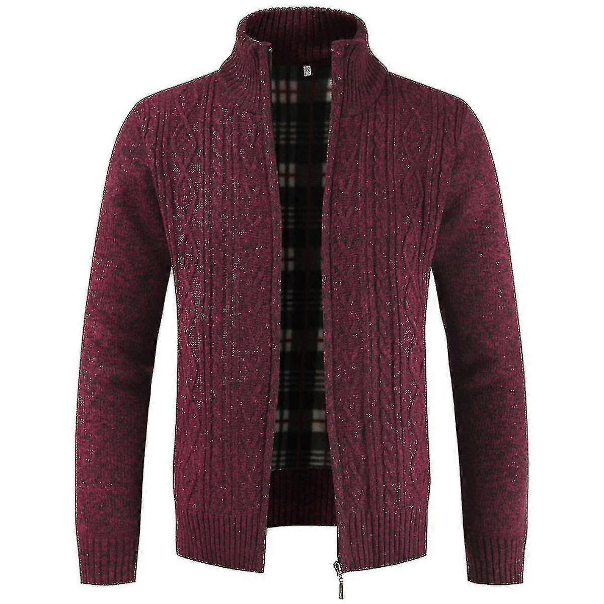 סוודר גברים קרדיגן ז'קט מעובה מעמד צווארון רוכסן סוודר סוודר רוכסן