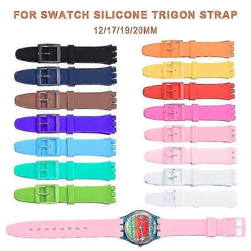 Silicone Strap For Swatch Jelly Three Eyes Classic 12/17/19/20MM Trigeminal