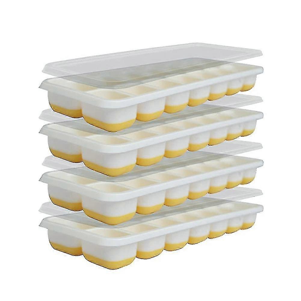 4pcs Silicone Ice-cube Trays With Lid Base Compatible With Easy Release Ice-cubes