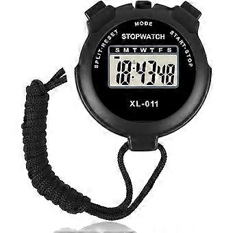 Waterproof Electronic Stopwatch, Multifunction Sports Stopwatch, Digital Stopwatch Interval Referee Digital Watch ABS Outdoor with Lanyard (Black)