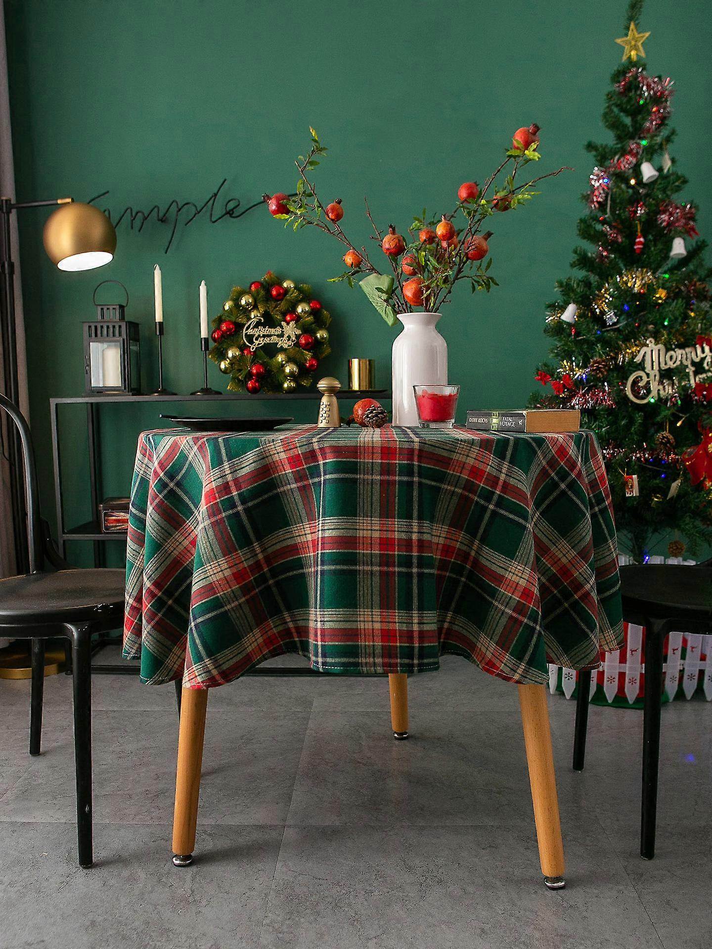 Round Christmas Tablecloth 60 Inch Green