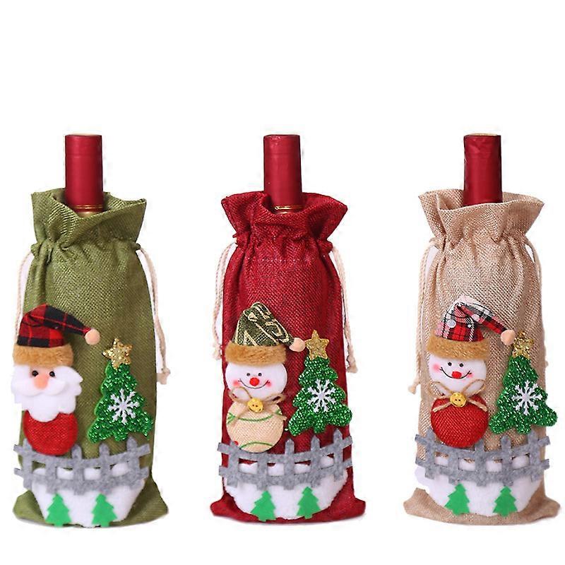 3pcs Christmas Bottle Covers Merry