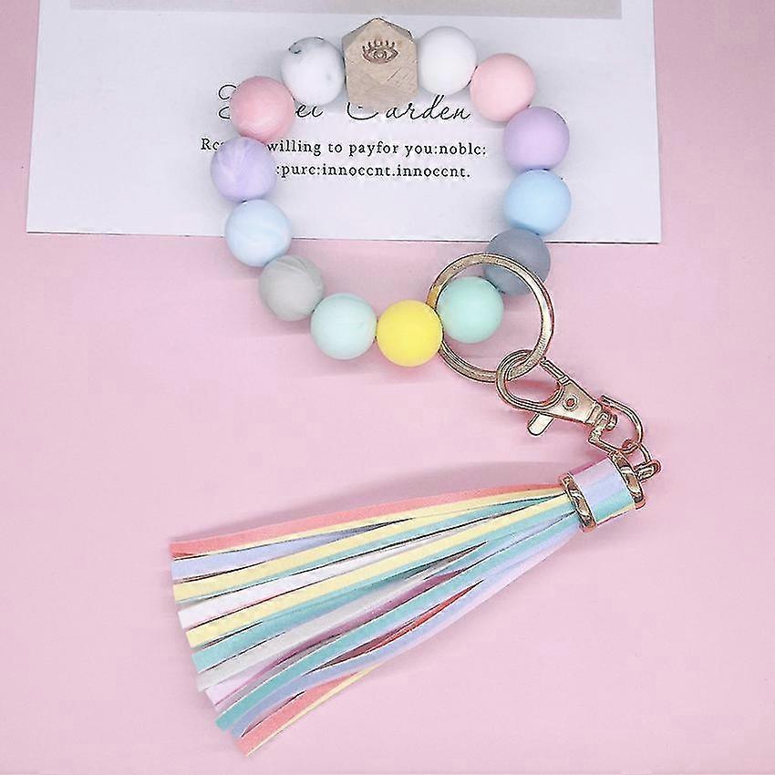 Silicone Key Ring Bracelet Beaded Wrislet