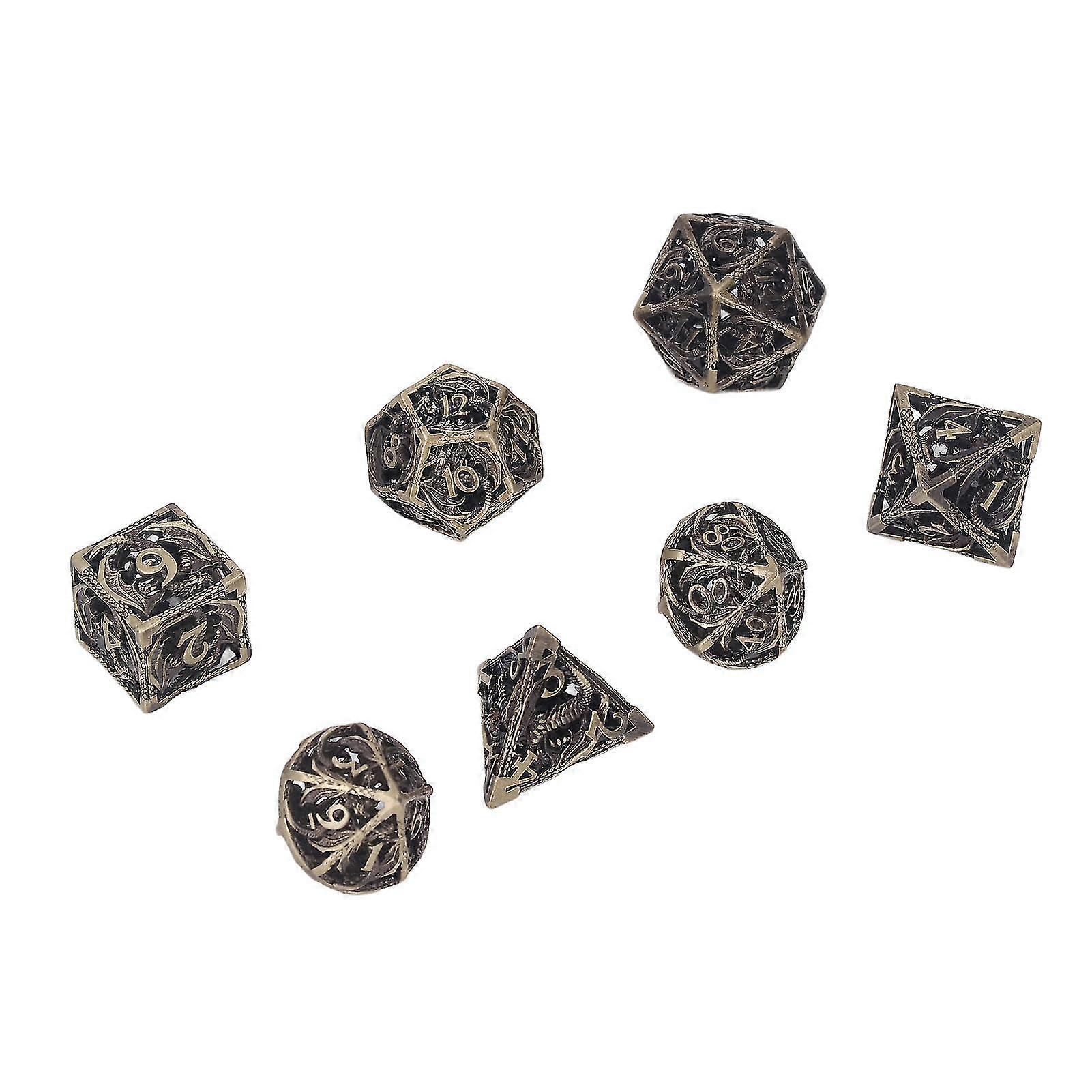 Copper Polyhedral Dice Set 7pcs Clear Numbered Dice for Role Playing and Tabletop Games