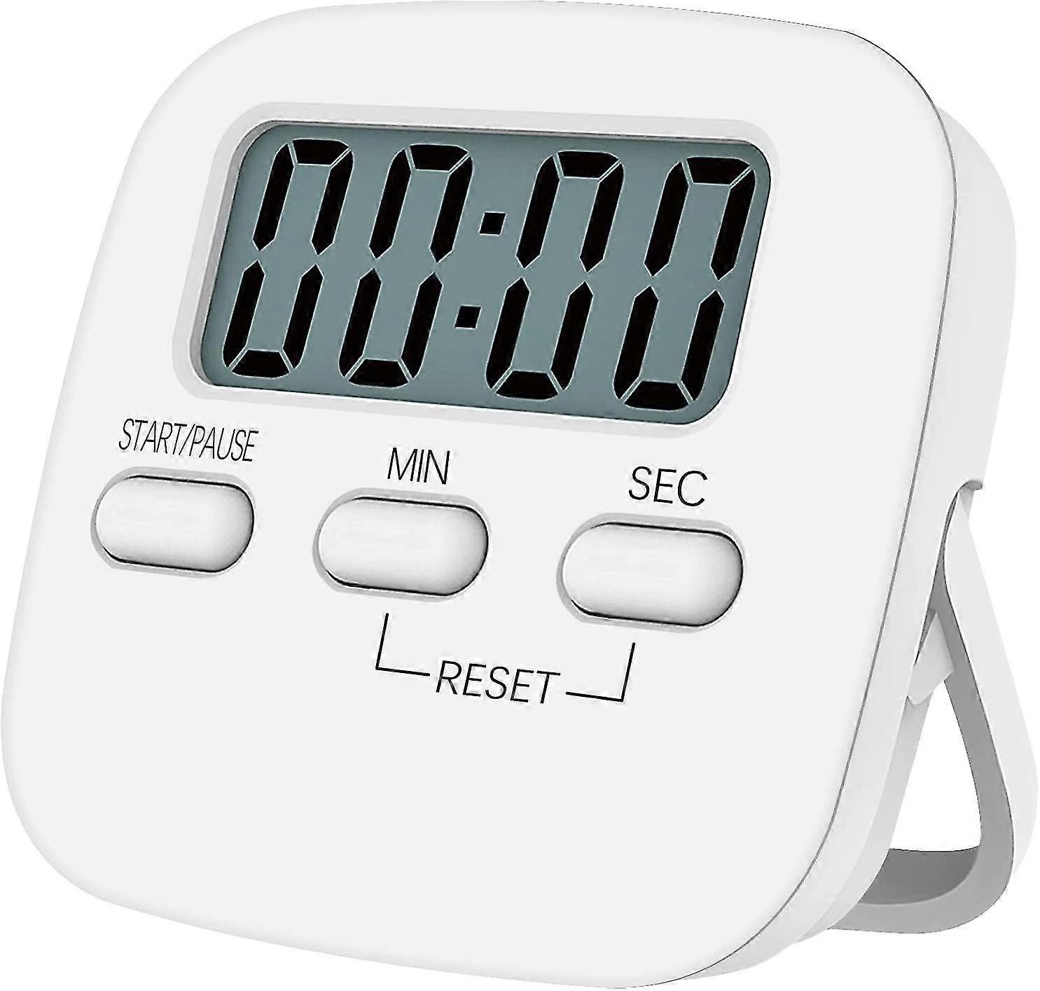 magnetic kitchen timer with large lcd display, with stopwatch, loud alarm and countdown timer, white