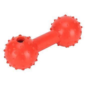 Dog Treat Dispensing Toy Interactive Rubber Chewing Barbell Shape for Puppy Teeth Grinding