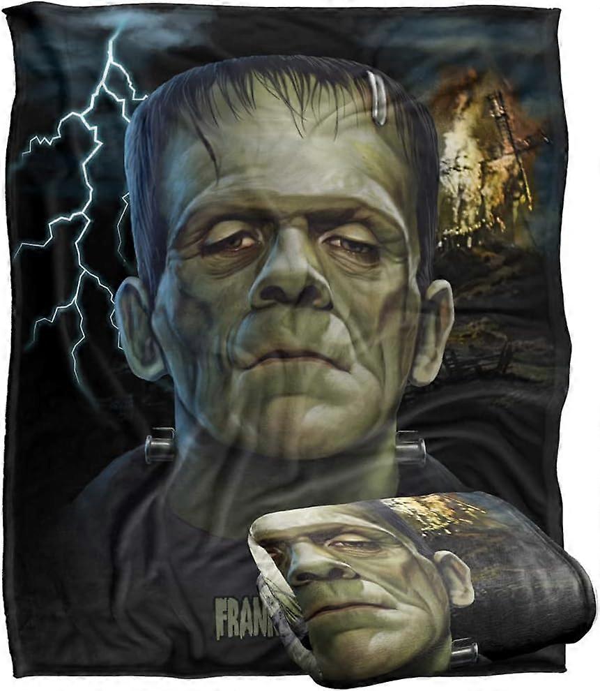 Cobertor Universal Monsters, Cobertor Super Macio de Toque Sedoso com Cabeça de Frankenstein