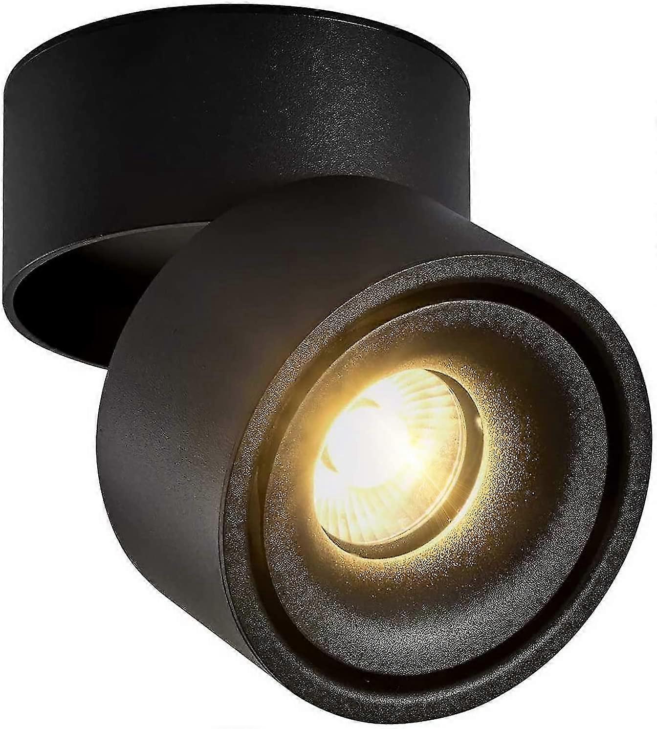 Adjustable Surface Mounted Spotlight 7w Led Downlights Ceiling Light Adjustable Angle Ceiling Sconce Cob Lamp, 360 Rotatable (Warm White 3000k)