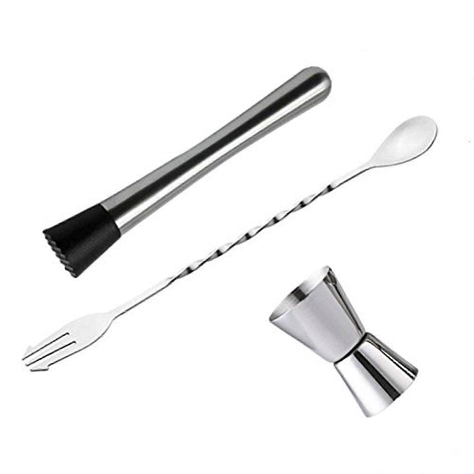 칵테일 믹싱 스푼 Muddler 및 15ml 30ml Jigger 스테인레스 스틸 바 도구 세트 호환 홈