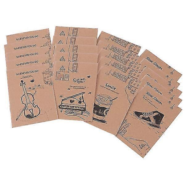 20 Pcs Kraft Paper Notebook Creative Homework Notebook Student Exercise Book Cover A5 Notebook (random Pattern)
