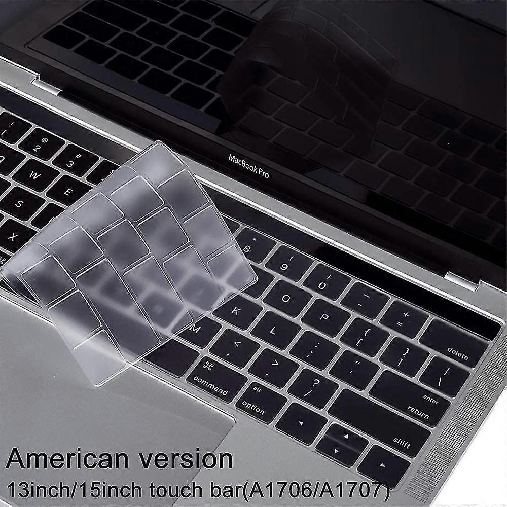 ultra thin keyboard protector compatible with macbook pro with touch bar 13/15 inch (a1706 / a1707) skin -us layout