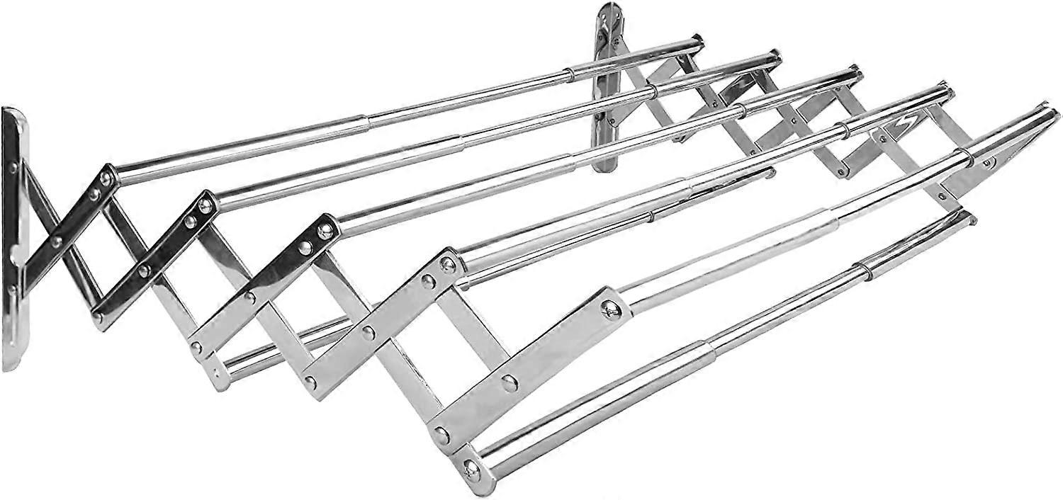 Ausziehbare wandmontierte Wäscheständer Edelstahl Airer Trockner Handtuchhalter Balkon Airer Wäschetrockner (T)51 x (B)70 cm Chrom
