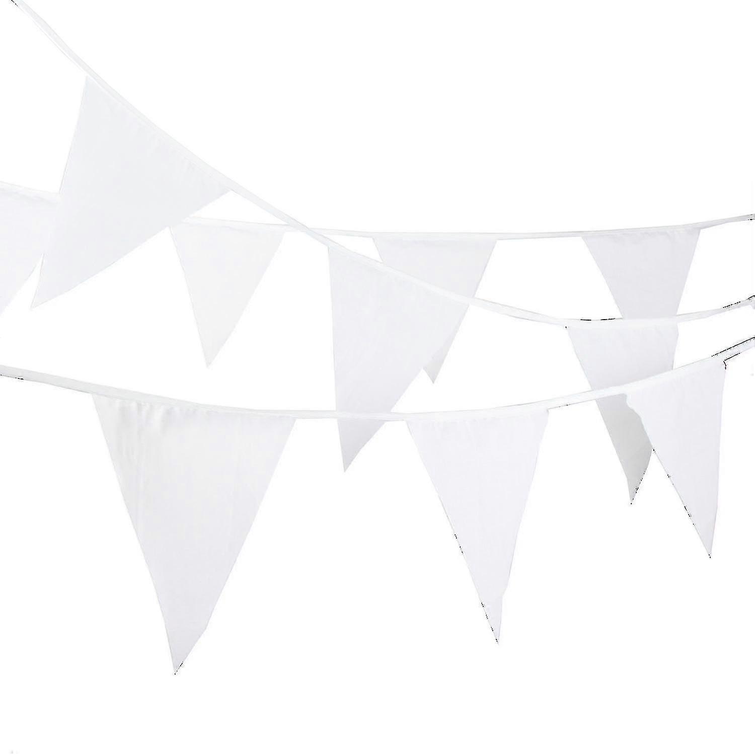 10m Tygvimpel, Vacker Vimpel Krans Vit Tyg Vimplar-y - S