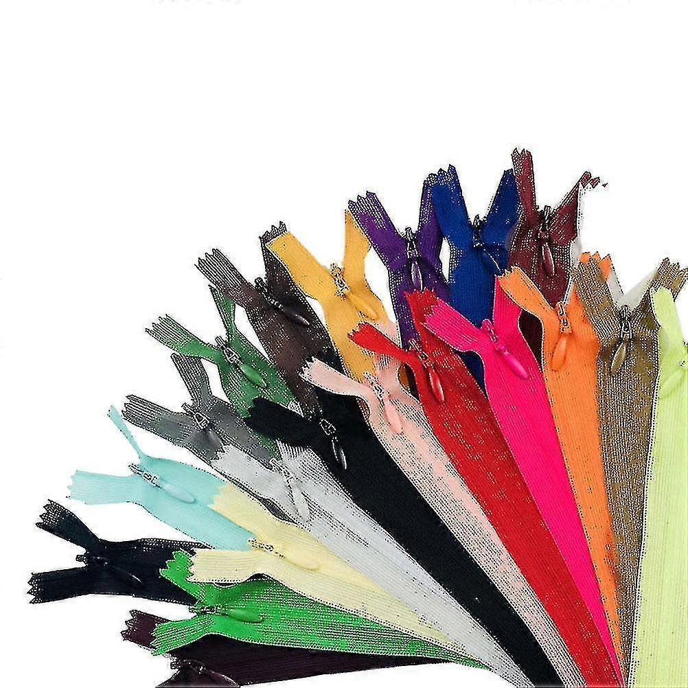 23pcs 25cm Nylon Invisible Conceal Zips Multicolor Zippers Closed Zipper For Sewing (mixed Color)