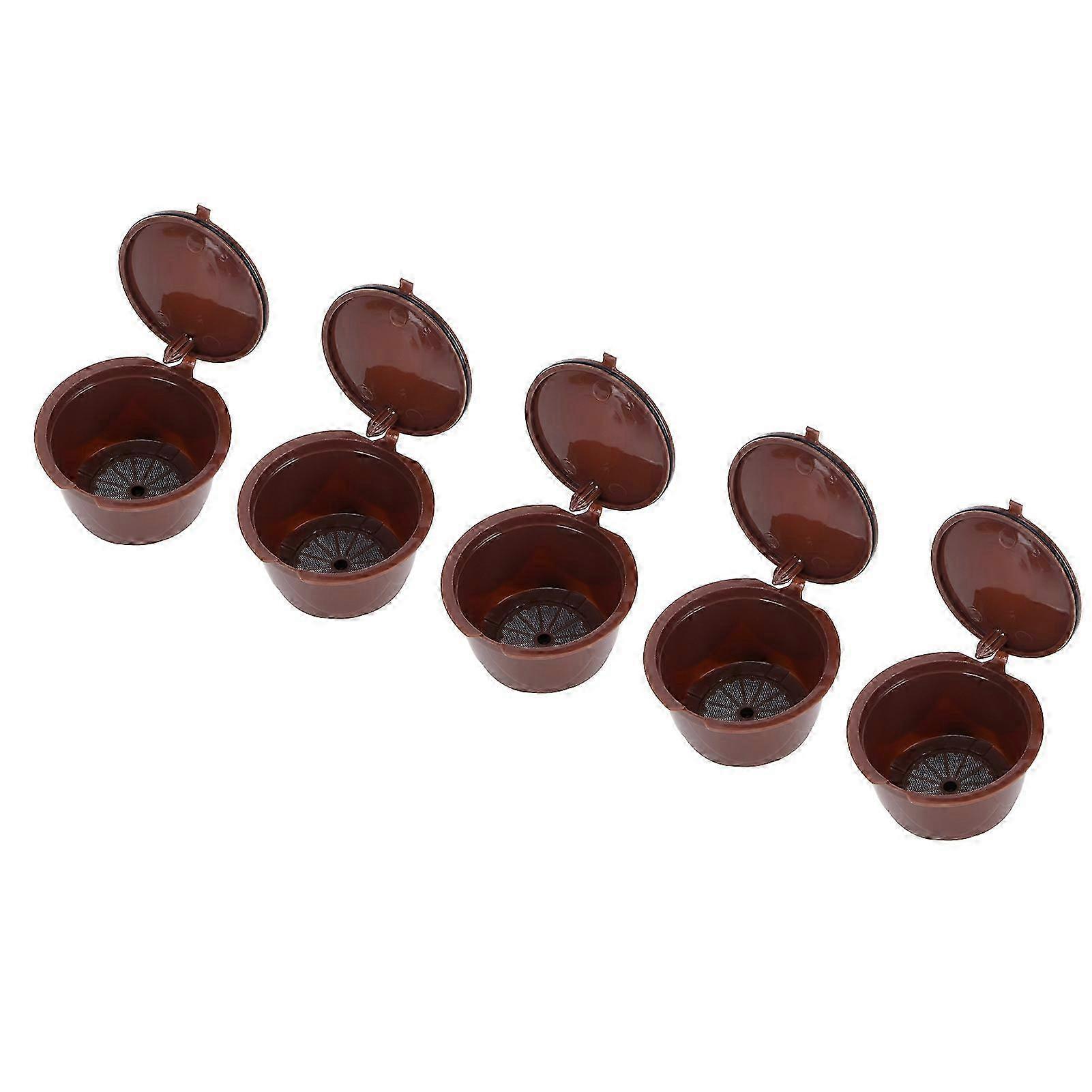 Reusable Coffee Capsules Kit for DOLCE GUSTO Machine with 5 Filters, Spoon, and Brush