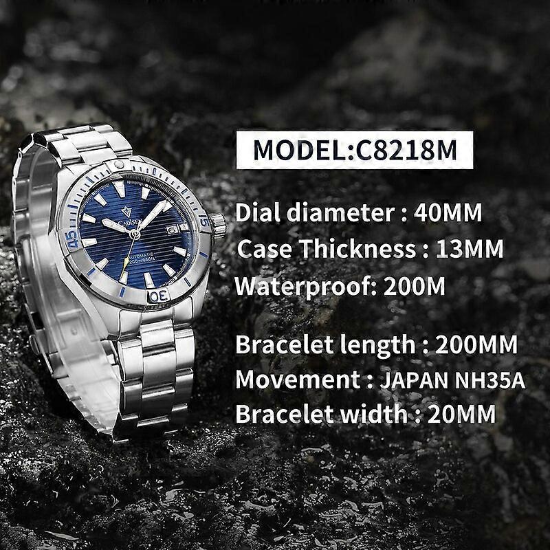 CADISEN Orologio Meccanico Automatico Uomo – Acciaio Inossidabile, Vetro Zaffiro, Quadrante Bianco 42 Mm – Movimento Giapponese NH35A, Luminoso, Impermeabile 5 Bar