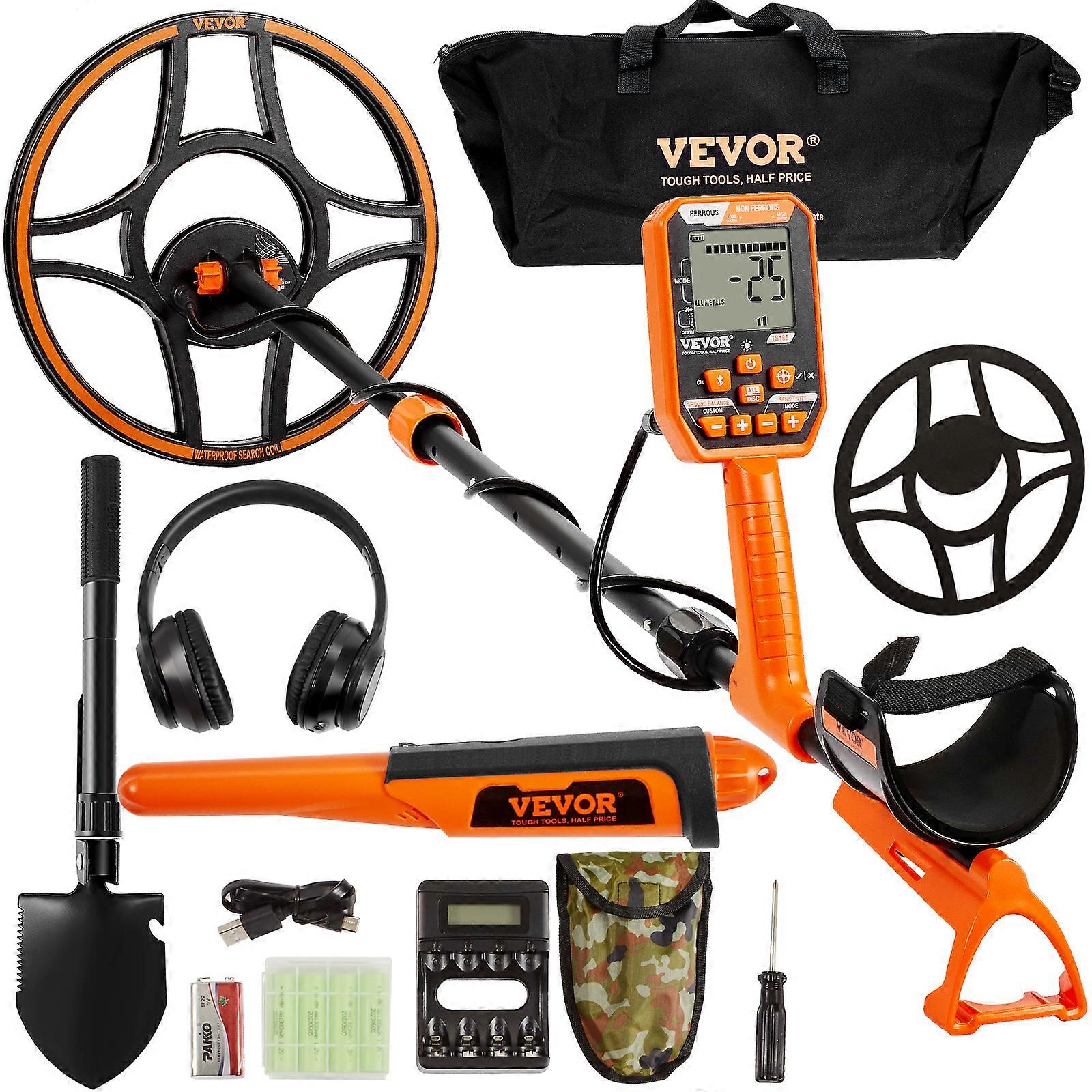 Détecteur de métaux étanche, bobine de 12 po, détecteur d’or rechargeable professionnel, 39-50 po réglable avec écran LCD Casque Bluetooth à puce DSP avancée à 7 modes