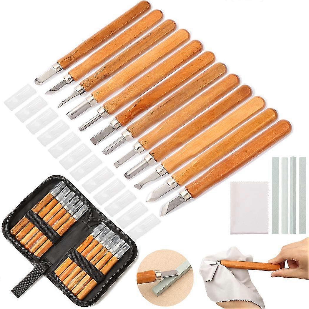 Wood Carving Tools Kit, 12 Pcs Wood Carving Kit With Whetstone And Storage Bag