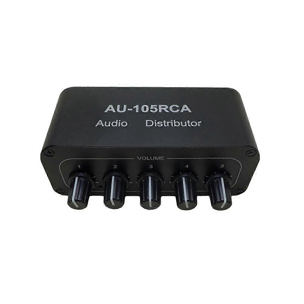 Stereo Audio Mixer 1 Input 5 Output Multi-Channel Audio Source Distributor RCA Interface for Power