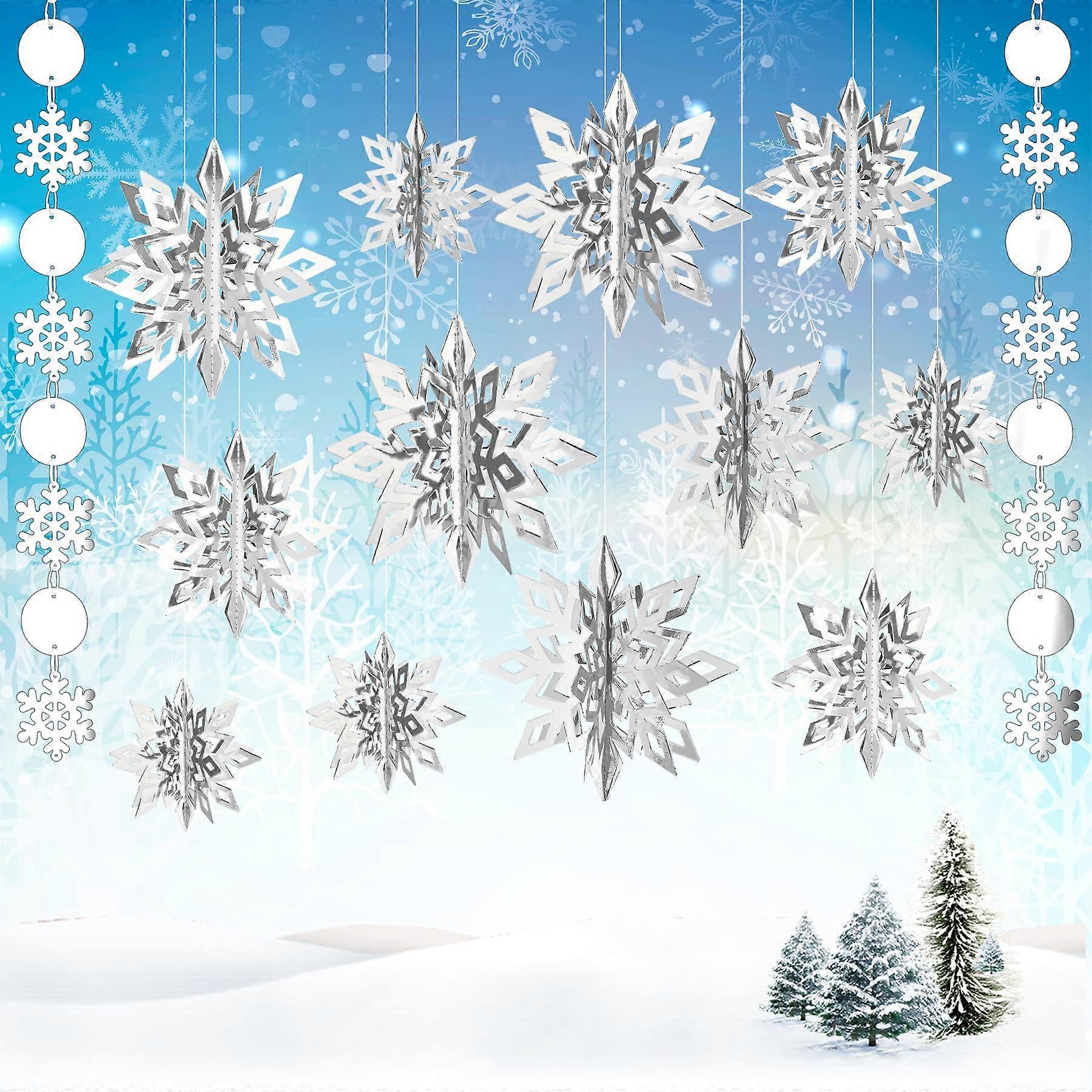 12 Pcs Frozen 3D Hanging Snowflake Decorations, Christmas Hanging Decorations Frozen Party Decorationsfor Birthday Party Winter Decor