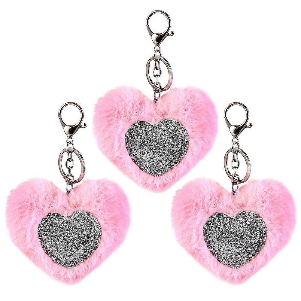 3pcs Fur Ball Keychain Sequin Backpack Keychain Bag Hanging Pendant Supply