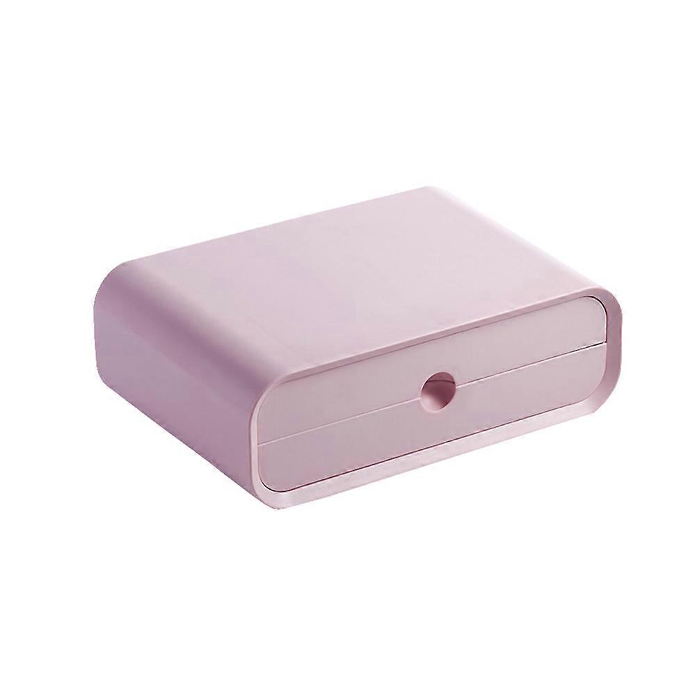 1pc Computer Display Elevated Shelf Desktop Storage Drawer Stationery Notebooks Storage Case for Home Office (Pink)