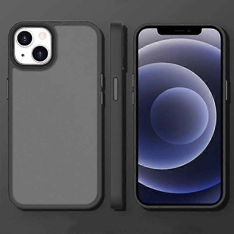 For Iphone 14 Plus Translucent Frosted Shockproof Phone Case (brass)