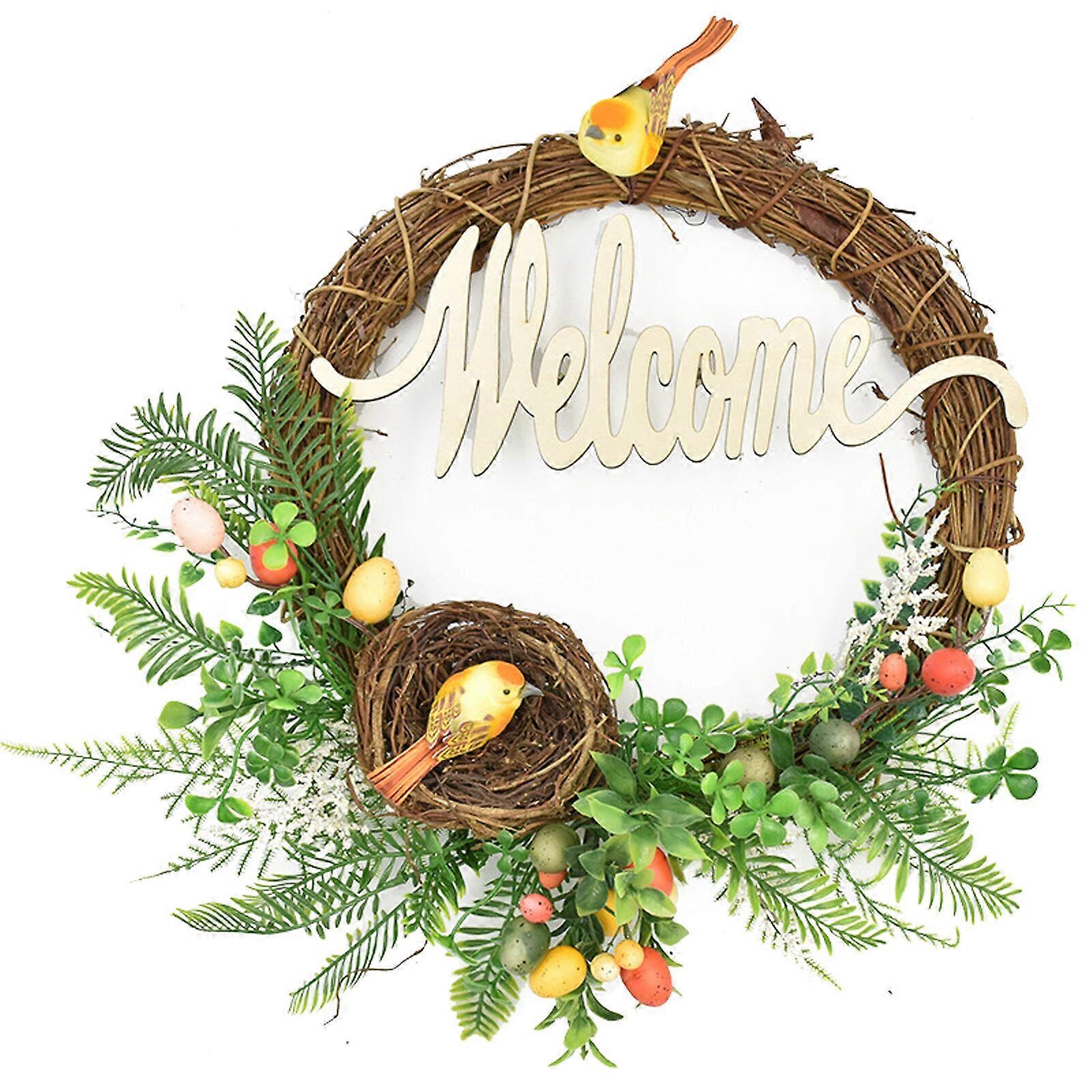 2023 Hot Handmade Easter Wreath with Rattan Weaving Material - Nearly Nature Form for Spring and Summer Door Decoration