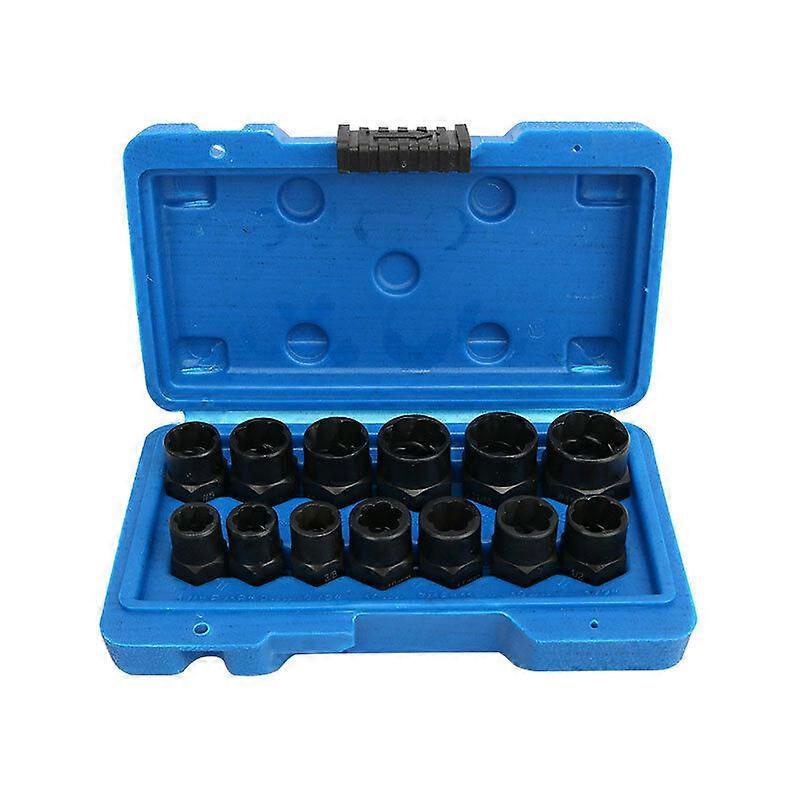 Winter promotion,13PCS Socket Nut Extractor SetSocket Set Rounded Bolt ExtractorHex Screw ExtractorsDamaged Stud Extractor Material 8-19mm 13 Sizes