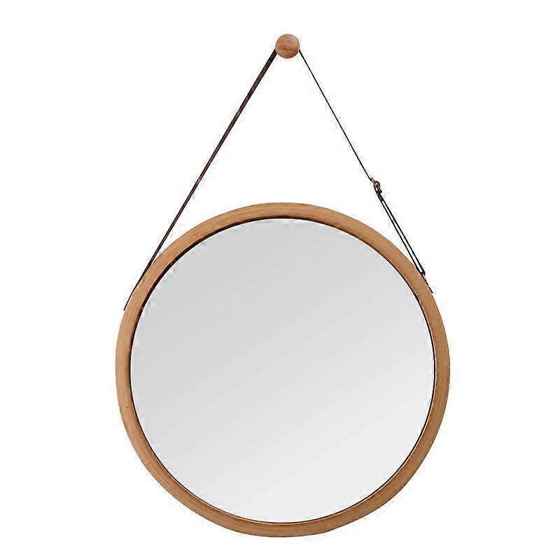 Bamboo Wall Mirror, Round, Adjustable Strap