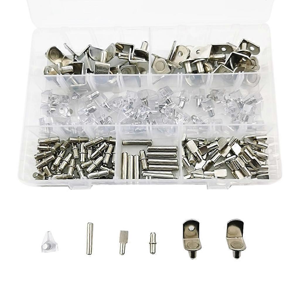 160pcs 6 Styles Cabinet Shelf Support Bracket Pegs Assortment Kit Furniture Bookcase Pins Clips Holder Hardware Tools