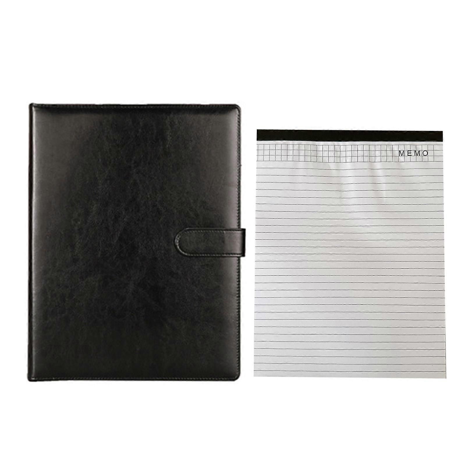 Faux Leather Business Folder Portfolio Binder A4 Letter Size Notepad Resume Writing Pad Pen Loop Magnetic Clasp File Case