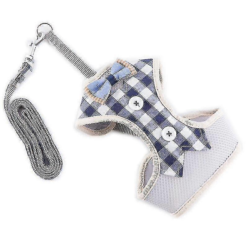 Small Dogs Pets Harness Collar Solid Color Adjustable Bow Padded Vest Harnesses With Leashes