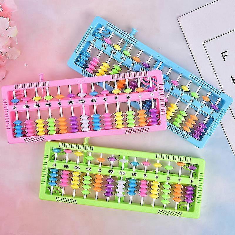 1pc Plastic Abacus Arithmetic Calculating Tool 13 Rods With Colorful Beads Random